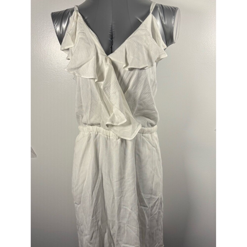 BCBGeneration White Ruffle Surplice Sleeveless Mini Dress